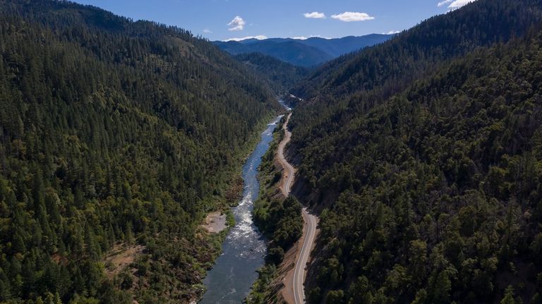 The Klamath River winds runs along Highway 96 on June...