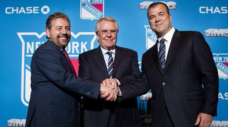 James Dolan, left, executive chairman of Madison Square Garden, Glen...