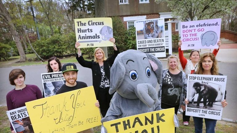 Members of animal advocacy group Long Island Orchestrating for Nature...