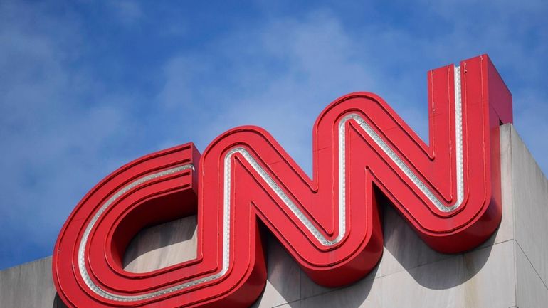 The CNN sign is seen, April 21, 2022, in Atlanta....