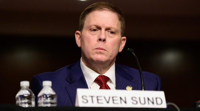 Former U.S. Capitol Police Chief Steven Sund testifies before a...