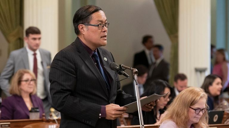 Los Angeles area Assembly member Mike Fong, a Democratic, speaks...