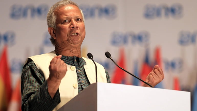 FILE- Muhammad Yunus, Nobel Prize Winner and Founder of Grameen...