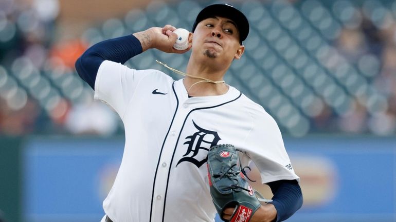 Detroit Tigers' Keider Montero pitches against the Colorado Rockies during...