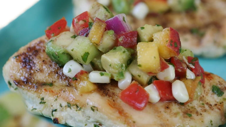Try topping grilled, boneless chicken breasts with diced fresh summer...