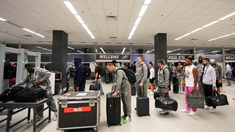 The Philadelphia Eagles arrive for an NFL football against the...