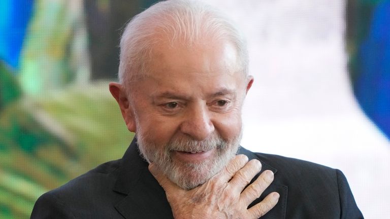 Brazil's President Luiz Inacio Lula da Silva attends the signing...