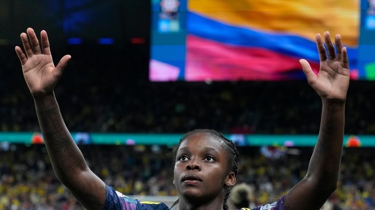 Colombia's Linda Caicedo celebrates after scoring her side's opening goal...