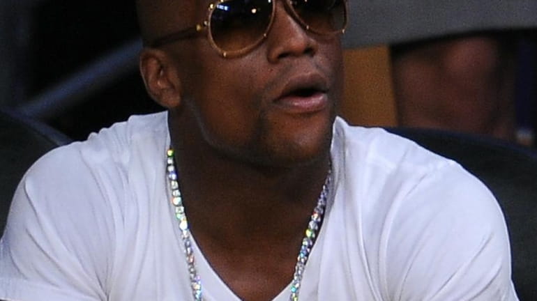 Boxer Floyd Mayweather watches Game 1 of the NBA Finals...
