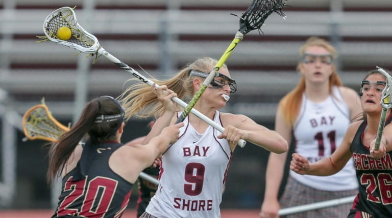Ali Susskind #9 of Bay Shore takes a shot on...