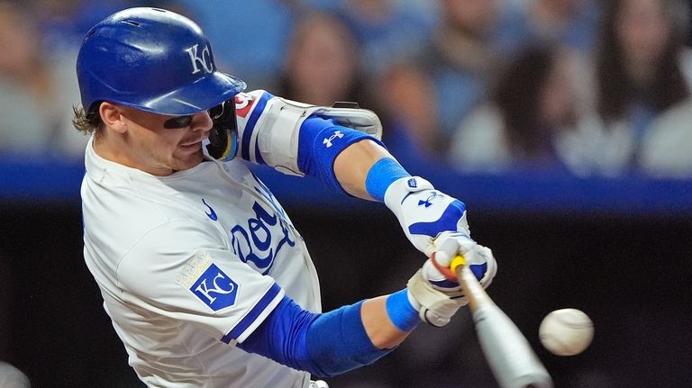 Kansas City Royals' Bobby Witt Jr. hits a grand slam...