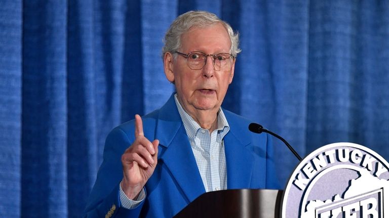 Senate Minority Leader Mitch McConnell, R-Ky., speaks to the audience...