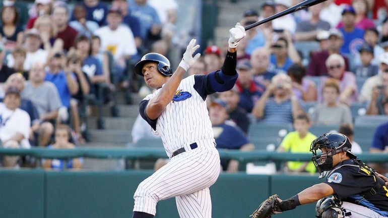 Yankees' Alex Rodriguez hits a solo home run in the...