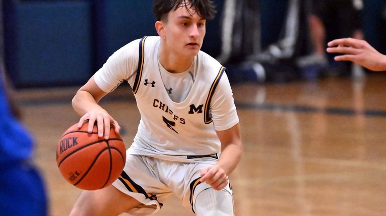 Giuliano Camporini,5, Massapequa, plays  against  Roosevelt at Massapequa, Friday,February 9,2024