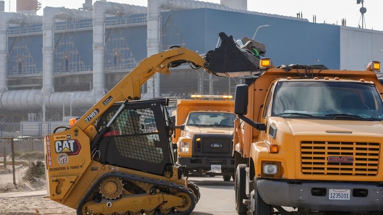 City of Los Angeles Recreation and Parks crews remove homeless...