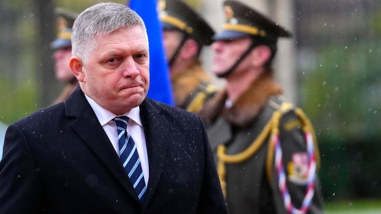 Slovakia's Prime MInister Robert Fico arrives to meet with Czech...