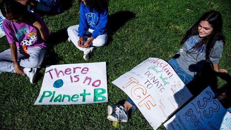 Giselle Barker, 14, from left, Azuri Brown, 15, and Charlotte...