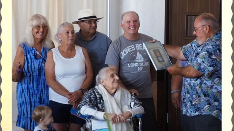 Members of the Jones Beach Club with Mae Yorio, seated.