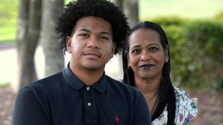 Robin Alderman, right, and her son, Camden Alderman, 21, who...
