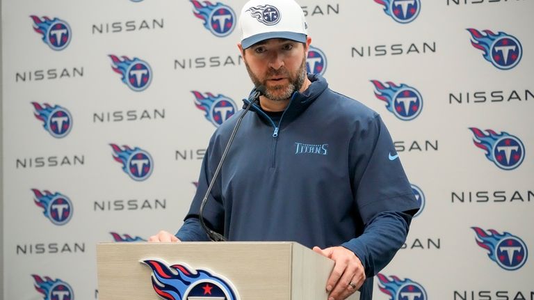 Tennessee Titans head coach Brian Callahan speaks during a news...