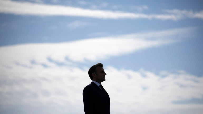 French President Emmanuel Macron attends a ceremony at the Croix...