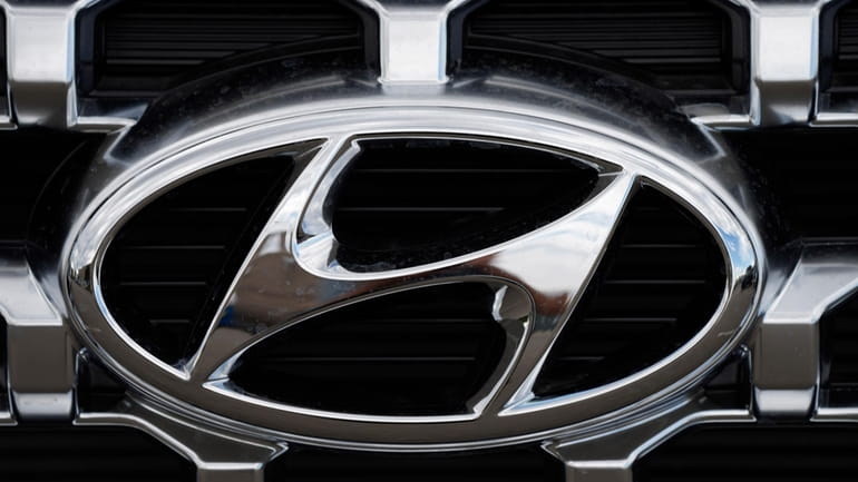 The Hyundai company logo is displayed Sept. 12, 2021, in...