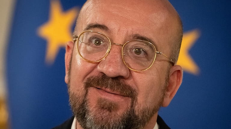 European Council President Charles Michel attends a joint press conference...