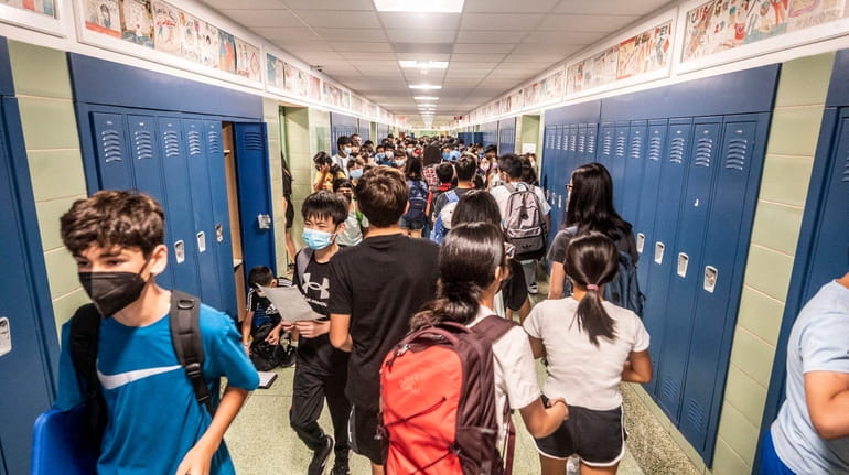 Middle and High school students return to class on the...