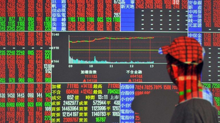 An investor monitors the stock market at a securities company...