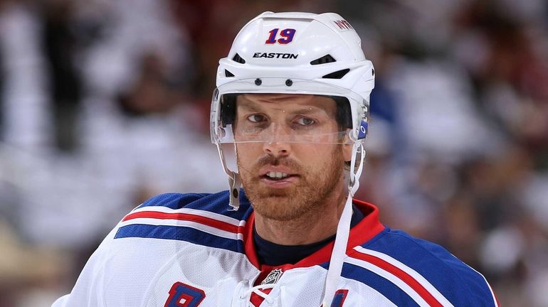 Brad Richards of the Rangers warms up before the game...