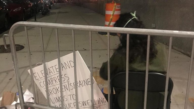 A "jail support" stand outside Brooklyn Criminal Court on Sunday...