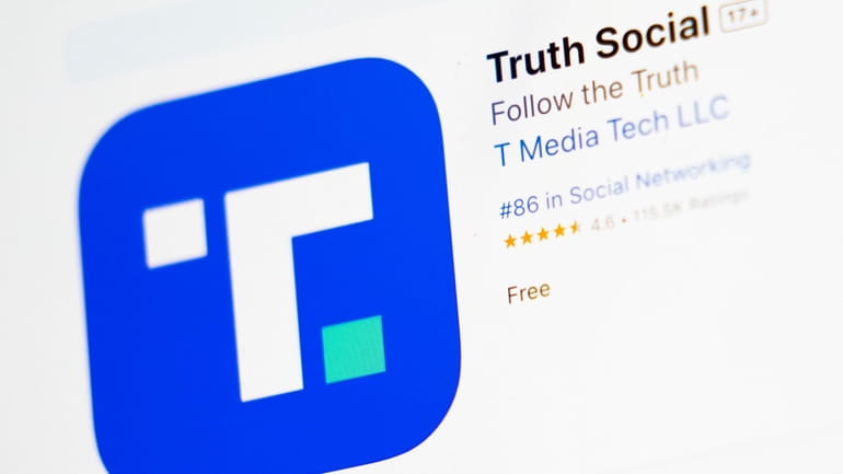The download screen for Truth Social app is seen on...