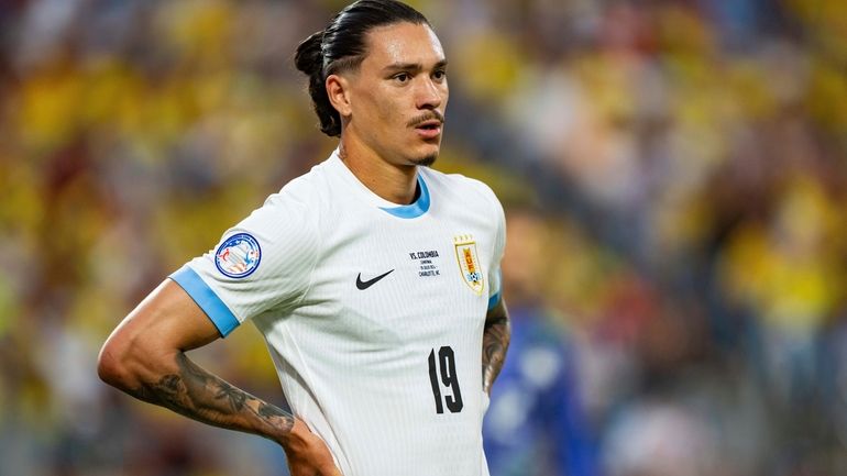 Uruguay forward Darwin Núñez (19) looks on during a Copa...