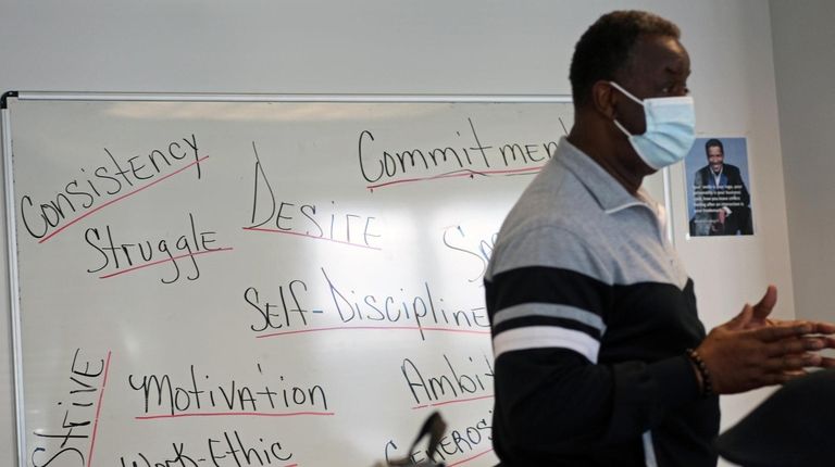 Facilitator Wayne Booker leads an employment workshop at The Fortune...