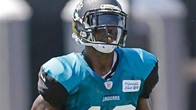 Jacksonville Jaguars wide receiver Mohamed Massaquoi runs after a reception...