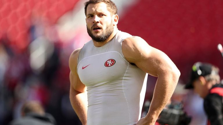 San Francisco 49ers' Nick Bosa before playing Tampa Bay Buccaneers...