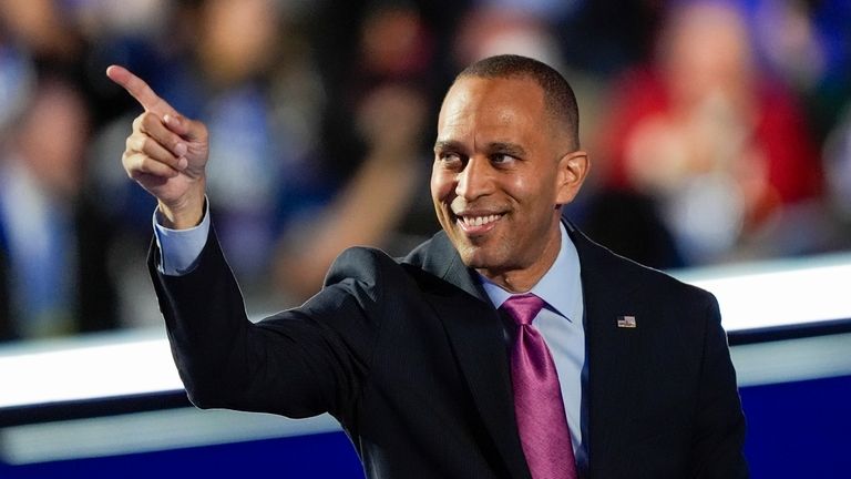 Rep. Hakeem Jeffries, D-NY, during the Democratic National Convention Wednesday,...