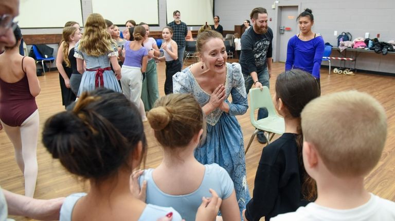 Nicole Loizides Albruzzese rehearses "The Nutcracker" with the children of...