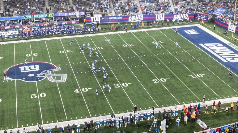 The new kickoff formation at a preseason game between the...