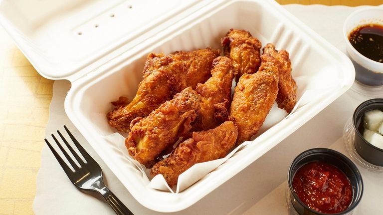 Fried chicken wings at Food Court Korea in Albertson.