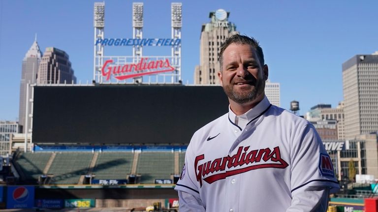 Stephen Vogt poses for a photo at Progressive Field following...