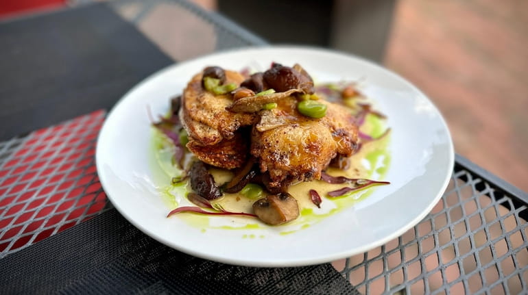"Naked chicken" with wild mushrooms and fava beans at 43...