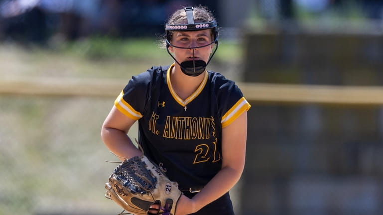 Mila Fiordalisi of St Anthony's pitches on Friday, May 23,...