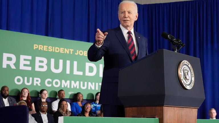 President Joe Biden speaks at an event, March 13, 2024,...