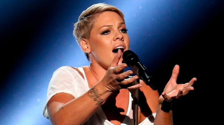 Pink performs at the Grammy Awards at Madison Square Garden in 2018....