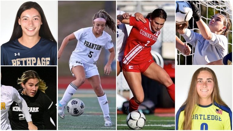 (Clockwise from top left) Jadyn Hsu of Bethpage, Connor Leahy of Bayport-Blue...