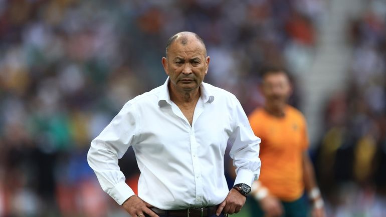 Australia's head coach Eddie Jones waits for the start of...