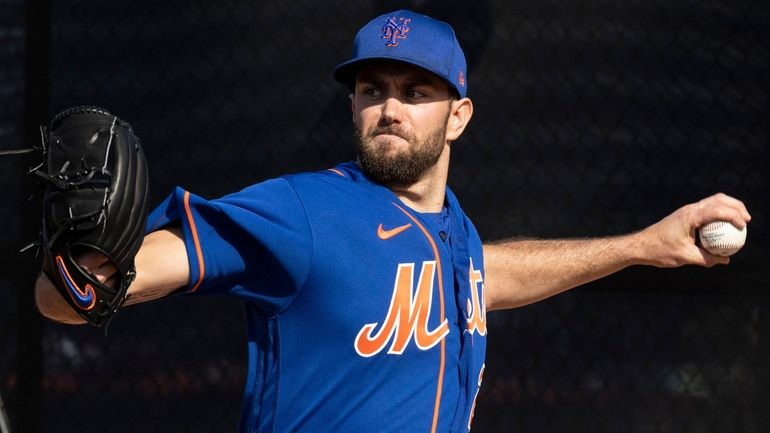 Mets pitcher David Peterson during a spring training workout on...