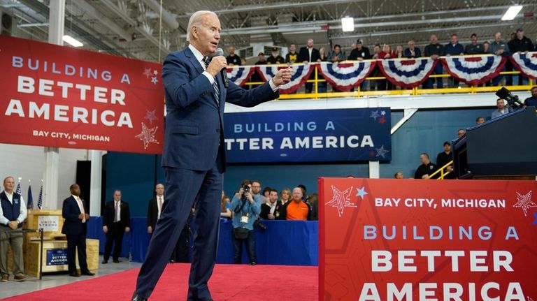 President Joe Biden speaks about manufacturing jobs and the economy...