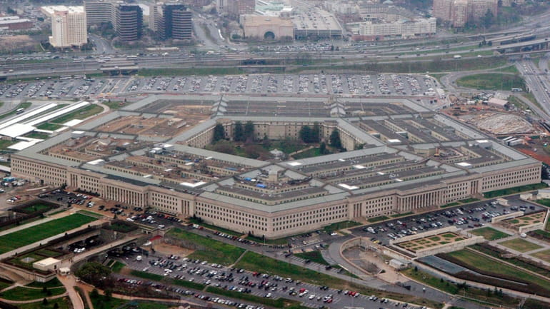 The Pentagon is seen in this aerial view, March 27,...